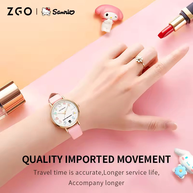 ZGO Sanrio Hello Kitty Women's Watch. Cute and Fashionable, Luminous Hands, Minimalist Waterproof Quartz Watch 2081