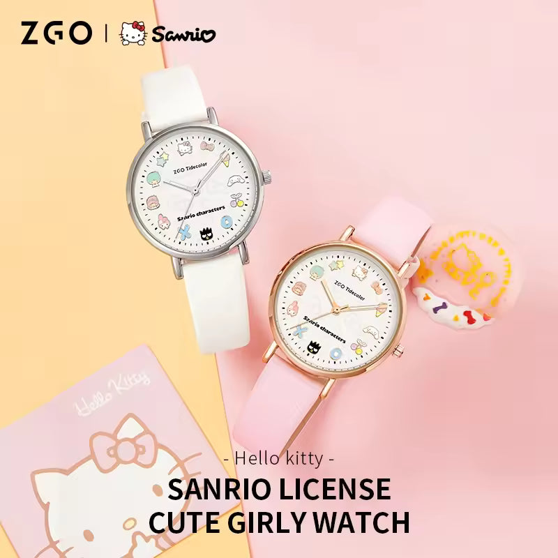 ZGO Sanrio Hello Kitty Women's Watch. Cute and Fashionable, Luminous Hands, Minimalist Waterproof Quartz Watch 2081