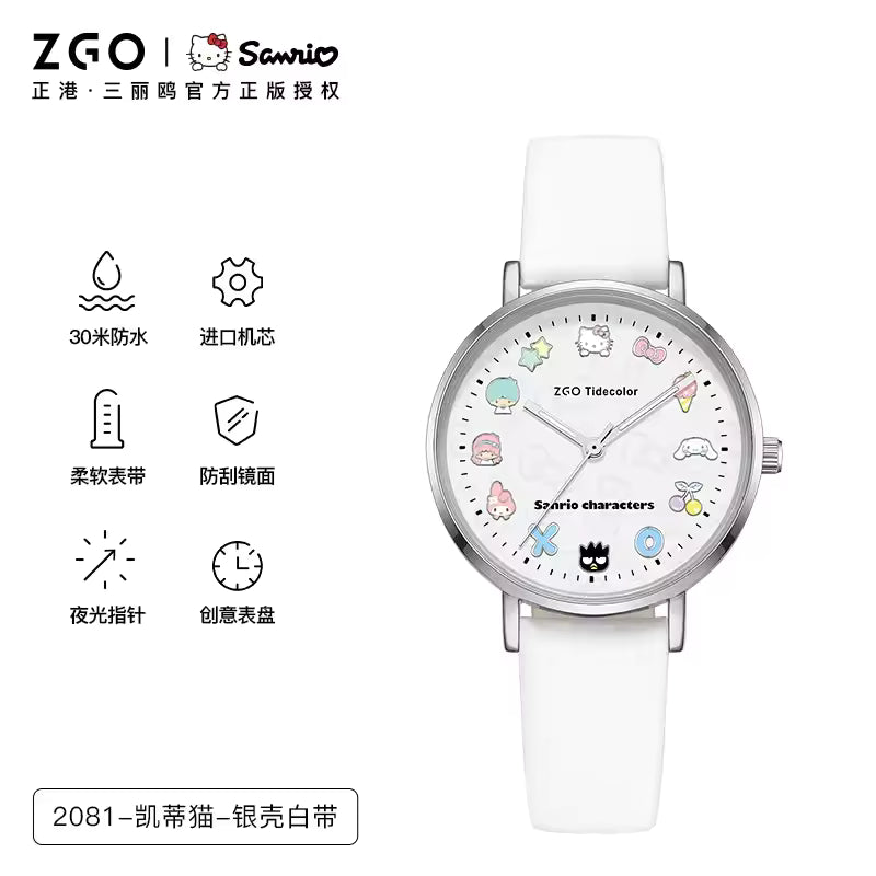 ZGO Sanrio Hello Kitty Women's Watch. Cute and Fashionable, Luminous Hands, Minimalist Waterproof Quartz Watch 2081