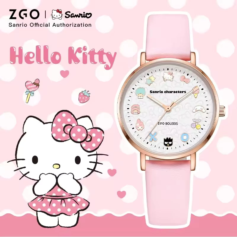 ZGO Sanrio Hello Kitty Women's Watch. Cute and Fashionable, Luminous Hands, Minimalist Waterproof Quartz Watch 2081
